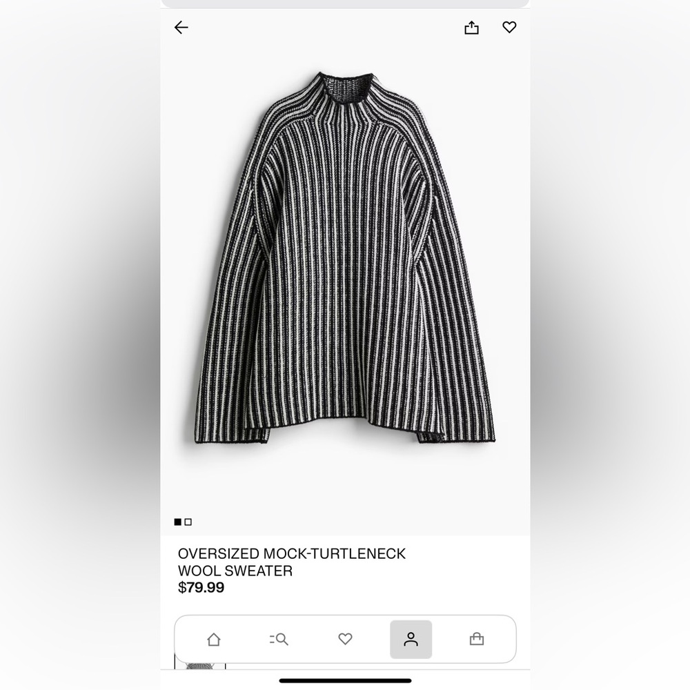 NWT HM Edition oversized B&W Striped Sweater S